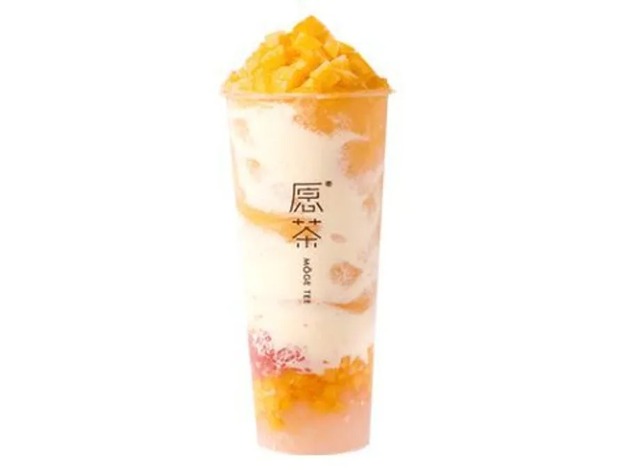 Creamy mango yogurt drink with fresh mango chunks at Moge Tee, a Bubble Tea Store in Bellevue